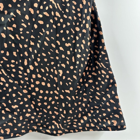 Urban Outfitters Black Satin Skirt with Brown Speckled Print – Size Small - Picture 2 of 7